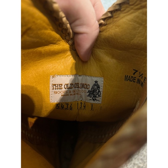 Old Gringo Cowboy Boots Pointed Toe Black & Beige Leather Western Style 7.5 E - Picture 8 of 9